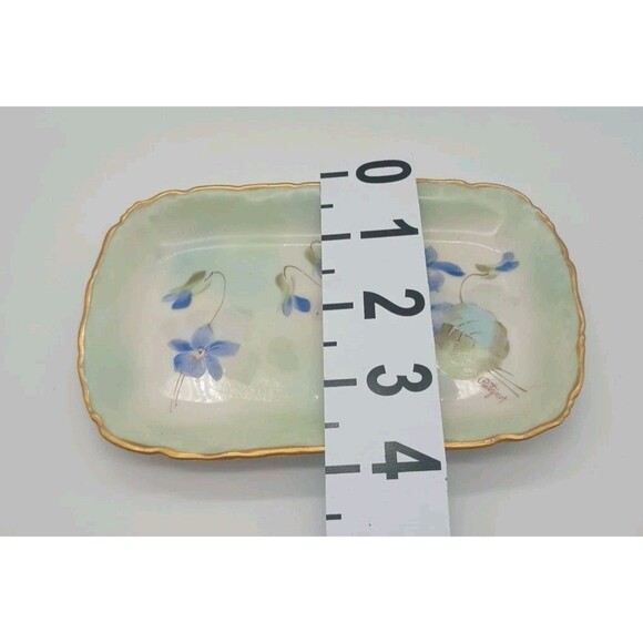 T&V Limoges France Violet Tray Vanity Dresser Signed Patzner Hand Painted Floral - Picture 9 of 9